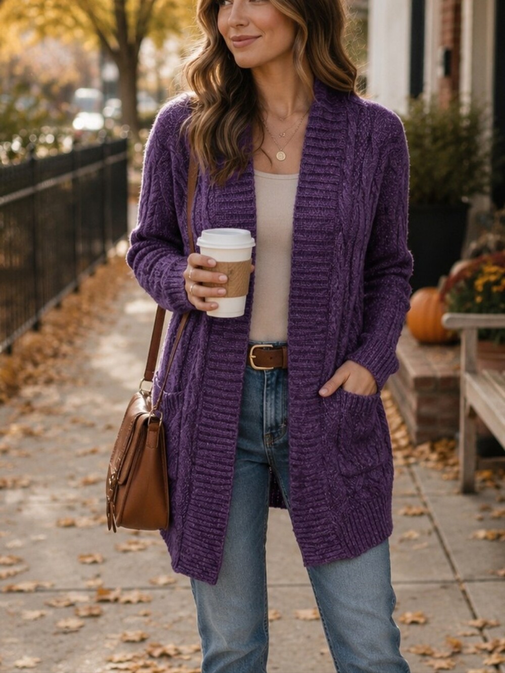 Ricki’s  Open Front Cable Knit Cardigan Sweater Size M